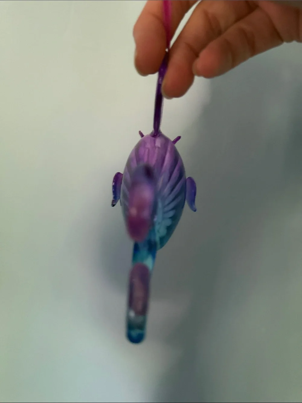 Pier 1 Purple and Teal Blown Glass Fish Ornament